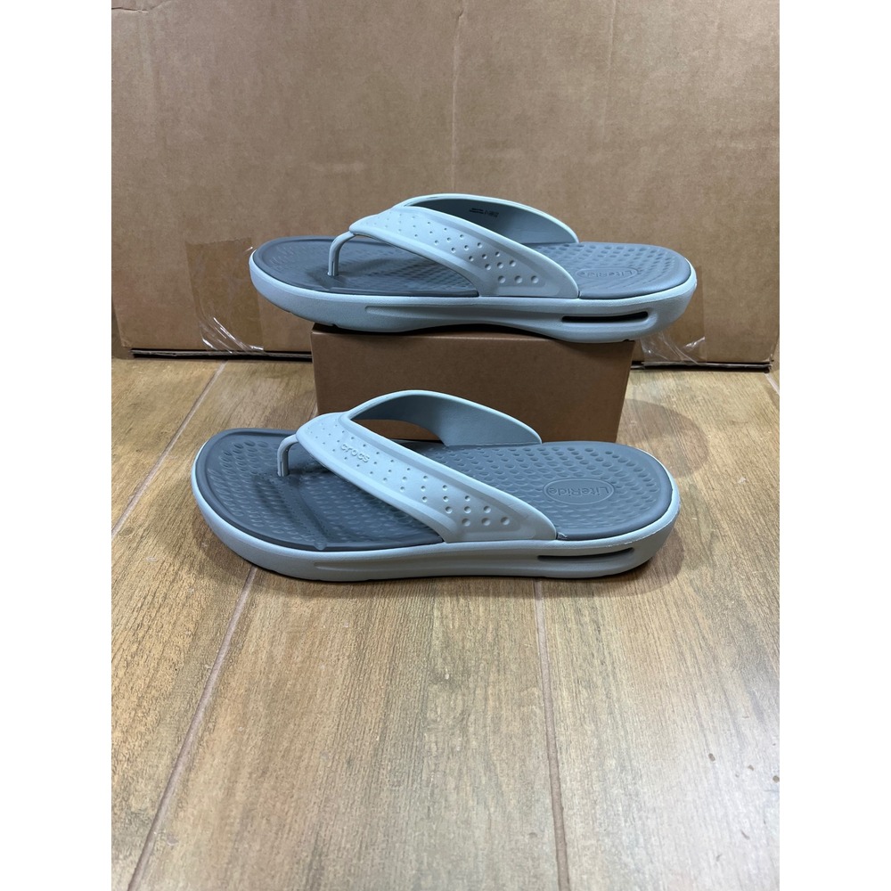 Crocs LiteRide Flip Flop Sandals Grey Mens 12 Athletic Comfort Thong 205182